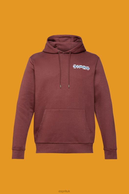 Esprit Hoodie with small logo print Men Bordeaux Red Sweatshirts & Hoodies P0D0X828 - Image 5