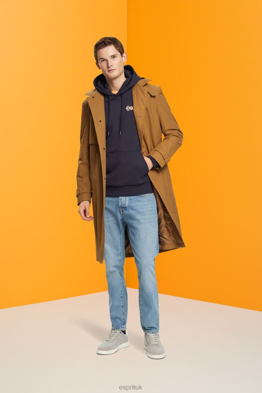 Esprit Hoodie with small logo print Men Navy Sweatshirts & Hoodies P0D0X827 - Image 2