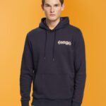 Esprit Hoodie with small logo print Men Navy Sweatshirts & Hoodies P0D0X827