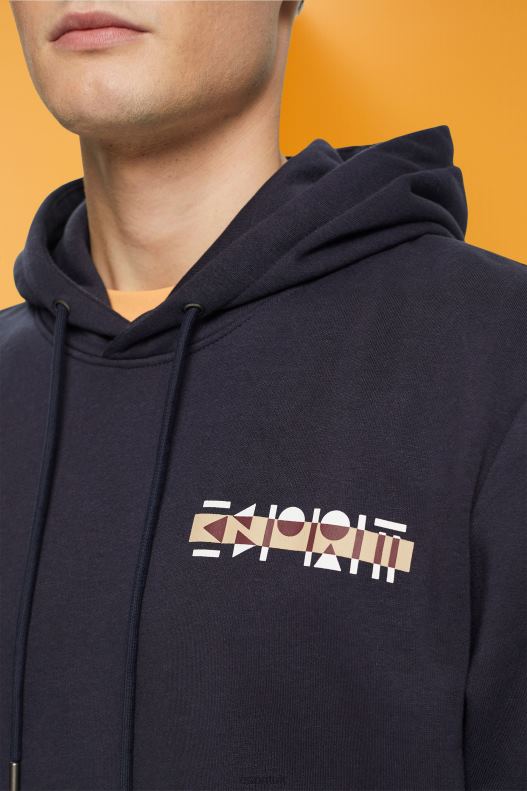Esprit Hoodie with small logo print Men Navy Sweatshirts & Hoodies P0D0X827 - Image 3