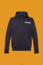Esprit Hoodie with small logo print Men Navy Sweatshirts & Hoodies P0D0X827 - Image 5