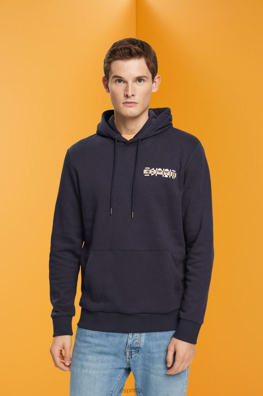 Esprit Hoodie with small logo print Men Navy Sweatshirts & Hoodies P0D0X827 - Image 1
