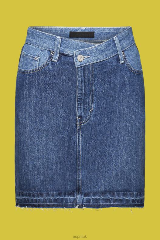Esprit Jeans mini skirt with an asymmetric hem Women Blue Dark Wash Skirts P0D0X207 - Image 5