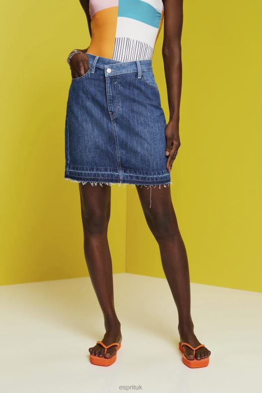 Esprit Jeans mini skirt with an asymmetric hem Women Blue Dark Wash Skirts P0D0X207 - Image 1