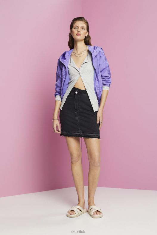 Esprit Jeans mini skirt with an asymmetric waistband Women Black Medium Wash Skirts P0D0X206 - Image 2