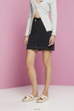 Esprit Jeans mini skirt with an asymmetric waistband Women Black Medium Wash Skirts P0D0X206