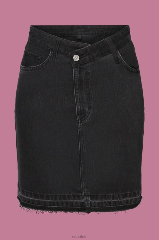 Esprit Jeans mini skirt with an asymmetric waistband Women Black Medium Wash Skirts P0D0X206 - Image 5