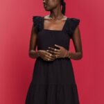 Esprit Jersey dress with embroidered lace sleeves Women Black Dresses P0D0X59