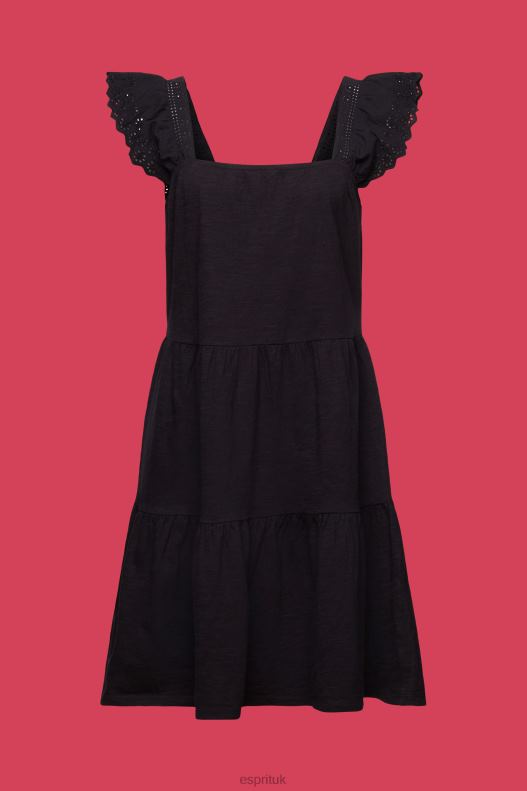 Esprit Jersey dress with embroidered lace sleeves Women Black Dresses P0D0X59 - Image 5