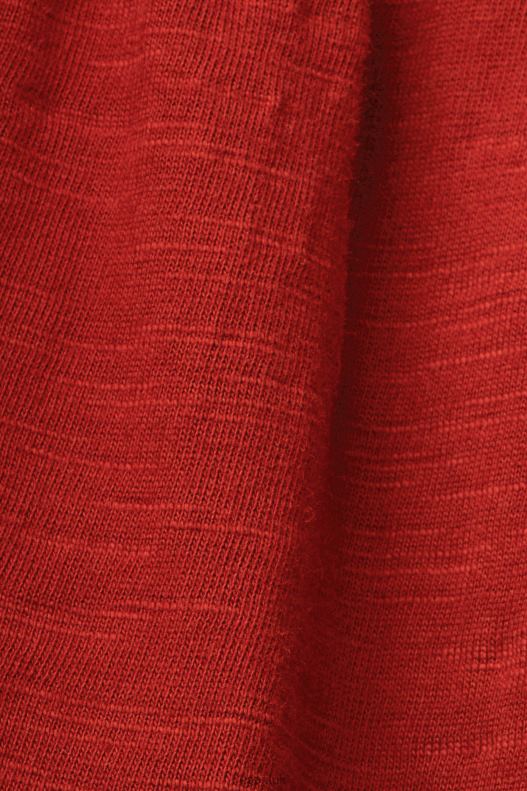 Esprit Jersey dress with embroidered lace sleeves Women Terracotta Dresses P0D0X60 - Image 4