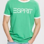 Esprit Jersey logo print T-shirt Men Green T-Shirts P0D0X950