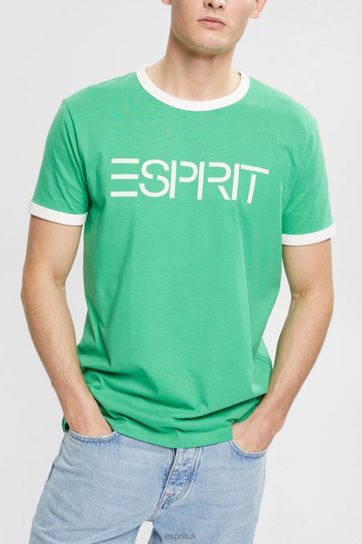 Esprit Jersey logo print T-shirt Men Green T-Shirts P0D0X950 - Image 1