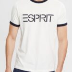 Esprit Jersey logo print T-shirt Men Off White T-Shirts P0D0X949