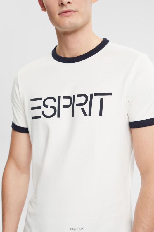 Esprit Jersey logo print T-shirt Men Off White T-Shirts P0D0X949 - Image 3