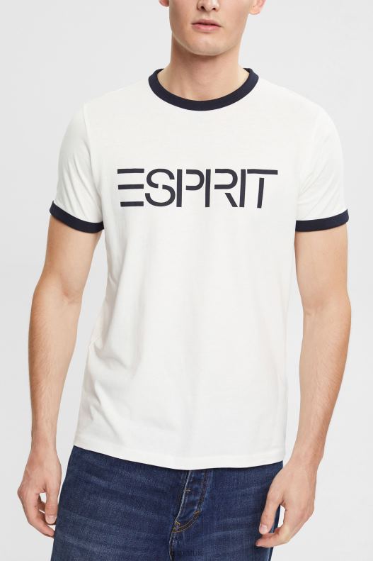 Esprit Jersey logo print T-shirt Men Off White T-Shirts P0D0X949 - Image 1