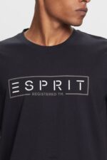 Esprit Jersey logo T-shirt, 100% cotton Men Black T-Shirts P0D0X733 - Image 3