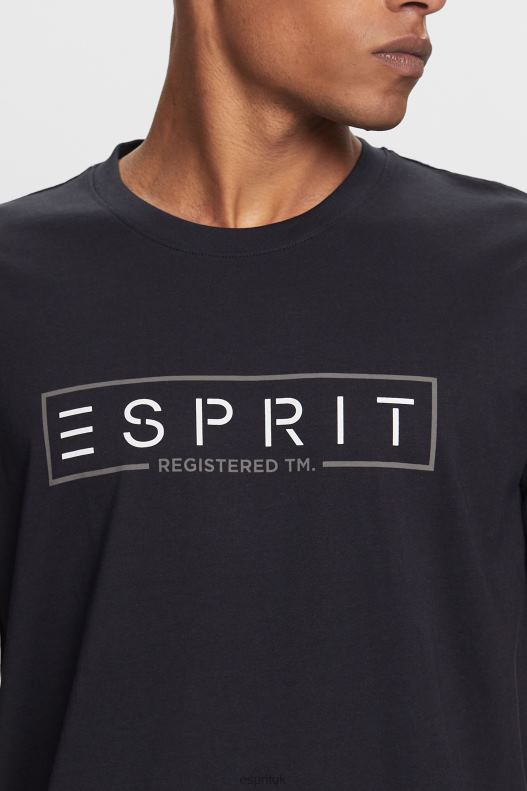 Esprit Jersey logo T-shirt, 100% cotton Men Black T-Shirts P0D0X733 - Image 3