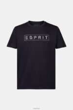Esprit Jersey logo T-shirt, 100% cotton Men Black T-Shirts P0D0X733 - Image 5