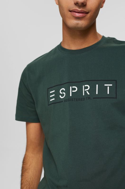 Esprit Jersey logo T-shirt, 100% cotton Men Teal Blue T-Shirts P0D0X734 - Image 3