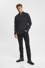 Esprit Jersey long sleeve, 100% cotton Men Black Shirts P0D0X679 - Image 2