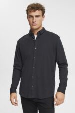 Esprit Jersey long sleeve, 100% cotton Men Black Shirts P0D0X679