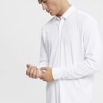 Esprit Jersey long sleeve, 100% cotton Men White Shirts P0D0X680