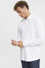 Esprit Jersey long sleeve, 100% cotton Men White Shirts P0D0X680