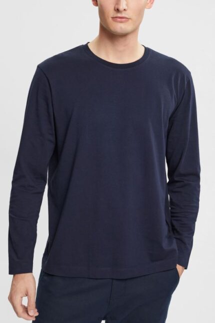 Esprit Jersey long sleeve top Men Navy Long Sleeve P0D0X948