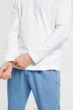 Esprit Jersey long sleeve top Men White Long Sleeve P0D0X947 - Image 3