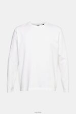 Esprit Jersey long sleeve top Men White Long Sleeve P0D0X947 - Image 5