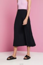 Esprit Jersey midi skirt, sustainable cotton Women Black Skirts P0D0X43