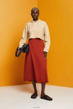 Esprit Jersey midi skirt, sustainable cotton Women Terracotta Skirts P0D0X44 - Image 2