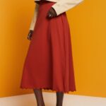 Esprit Jersey midi skirt, sustainable cotton Women Terracotta Skirts P0D0X44
