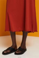 Esprit Jersey midi skirt, sustainable cotton Women Terracotta Skirts P0D0X44 - Image 3