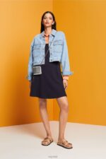 Esprit Jersey mini dress Women Navy Dresses P0D0X61 - Image 2