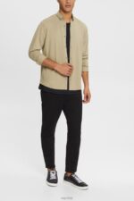 Esprit Jersey shirt Men Pale Khaki Shirts P0D0X888 - Image 2