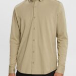 Esprit Jersey shirt Men Pale Khaki Shirts P0D0X888