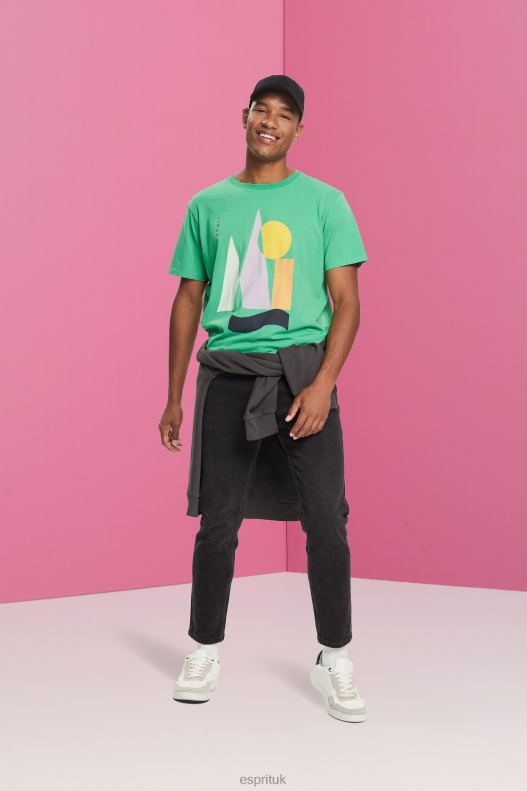 Esprit Jersey T-shirt with a print Men Green T-Shirts P0D0X845 - Image 2