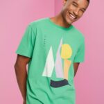 Esprit Jersey T-shirt with a print Men Green T-Shirts P0D0X845