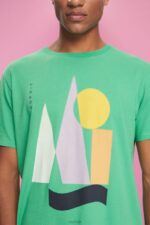 Esprit Jersey T-shirt with a print Men Green T-Shirts P0D0X845 - Image 3