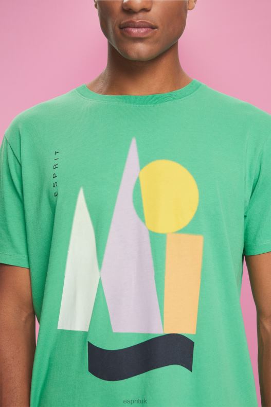 Esprit Jersey T-shirt with a print Men Green T-Shirts P0D0X845 - Image 3