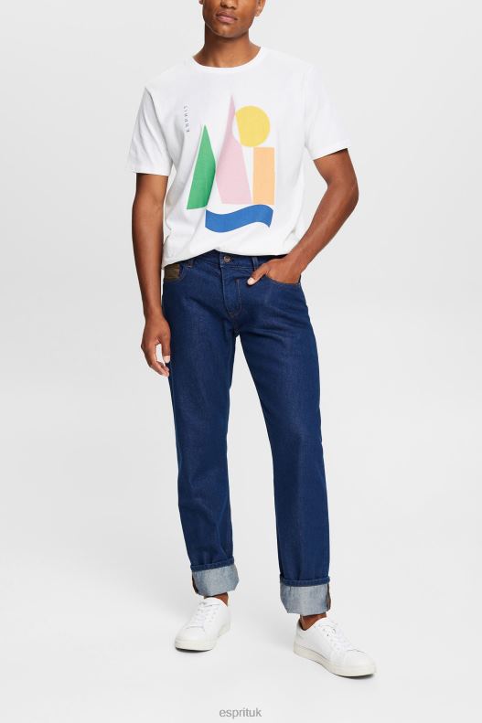 Esprit Jersey T-shirt with a print Men White T-Shirts P0D0X844 - Image 2
