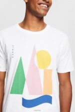 Esprit Jersey T-shirt with a print Men White T-Shirts P0D0X844 - Image 3