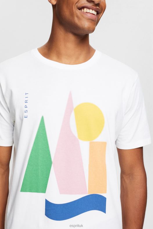 Esprit Jersey T-shirt with a print Men White T-Shirts P0D0X844 - Image 3