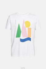 Esprit Jersey T-shirt with a print Men White T-Shirts P0D0X844 - Image 4
