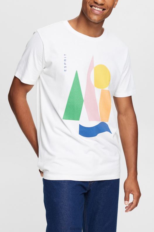 Esprit Jersey T-shirt with a print Men White T-Shirts P0D0X844 - Image 1