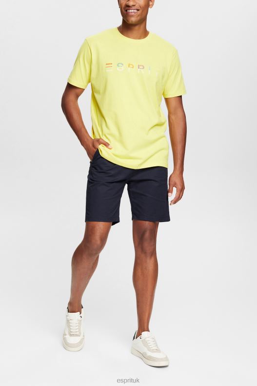 Esprit Jersey T-shirt with an embroidered logo Men Bright Yellow T-Shirts P0D0X920 - Image 2