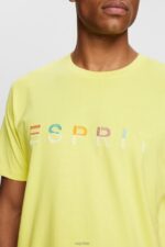 Esprit Jersey T-shirt with an embroidered logo Men Bright Yellow T-Shirts P0D0X920 - Image 3