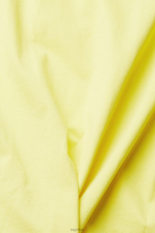 Esprit Jersey T-shirt with an embroidered logo Men Bright Yellow T-Shirts P0D0X920 - Image 4