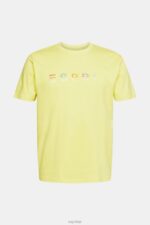 Esprit Jersey T-shirt with an embroidered logo Men Bright Yellow T-Shirts P0D0X920 - Image 5